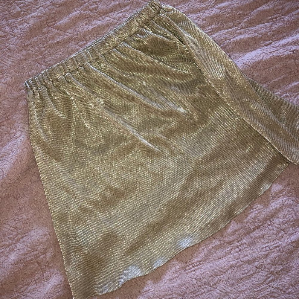 Gold mini skirt